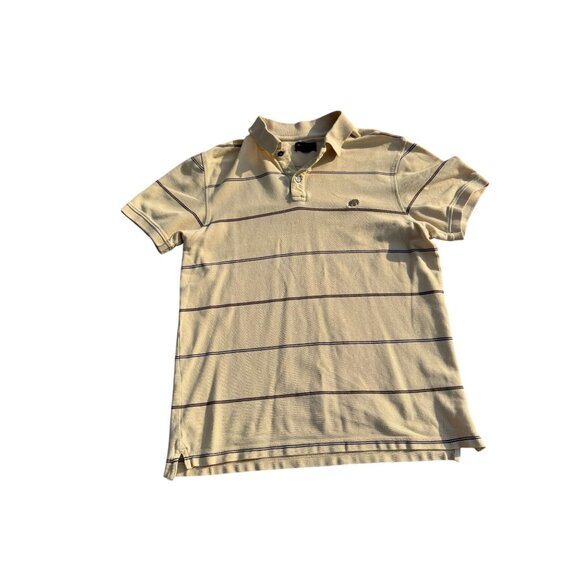 Banana Republic Mens Yellow Striped Short Sleeve Polo Shirt Medium - Picture 1 of 6